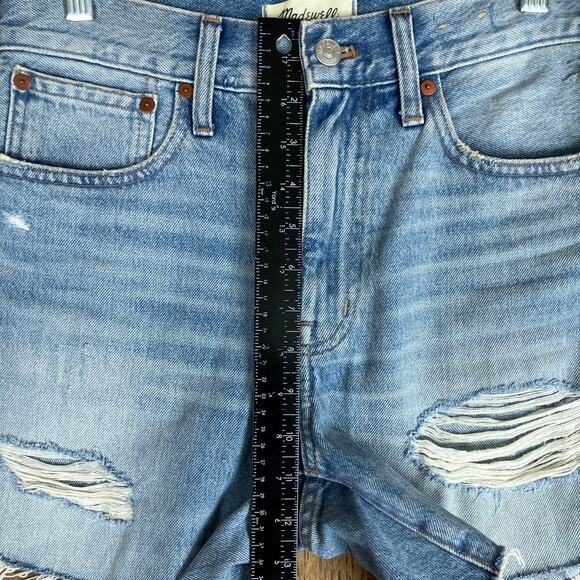 Madewell Womens Shorts Blue Denim Relaxed Mid Length Distressed 100% Cotton 25 - Picture 8 of 12